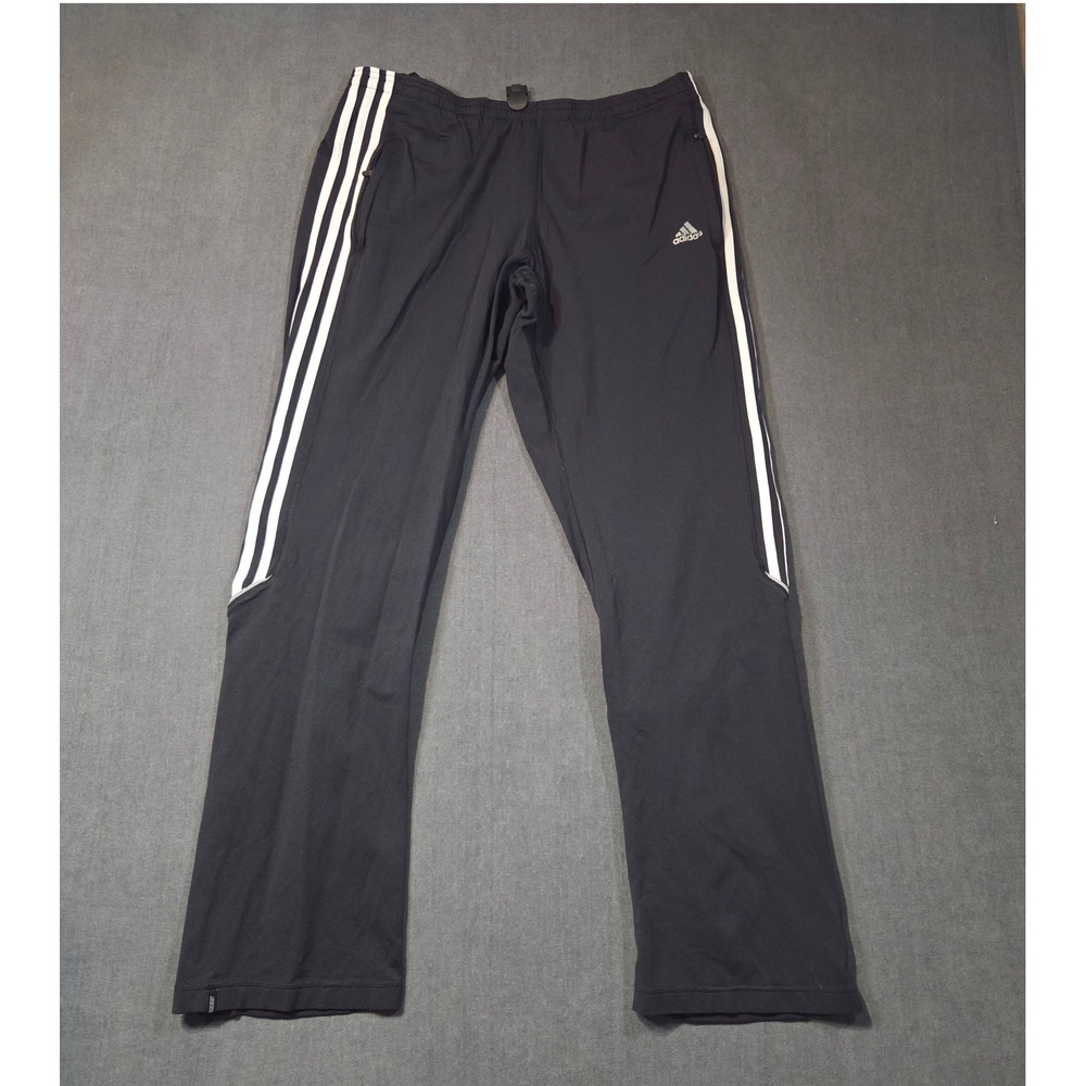 Adidas Track Pants Mens Medium Black 3-Stripe Athletic Training Trousers